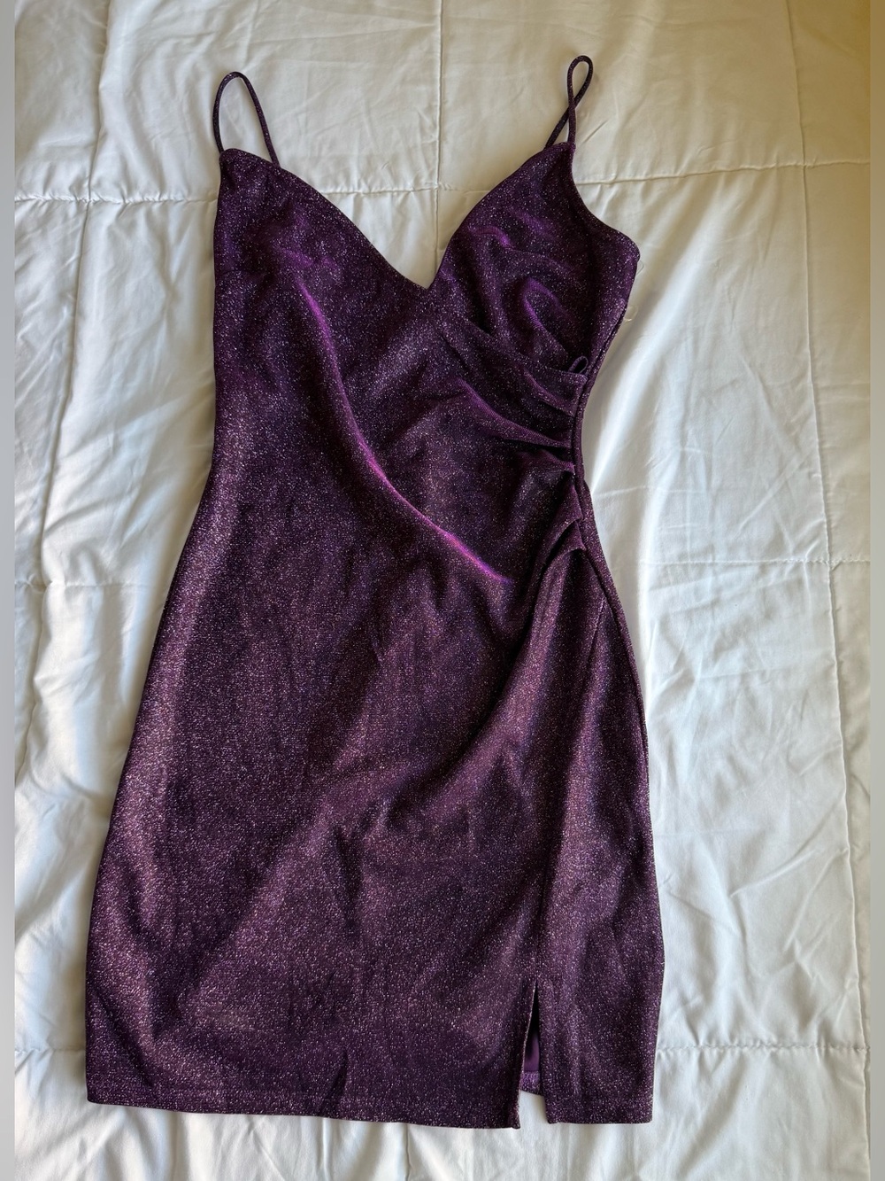 Inspired Hearts Shimmering Plum Slip Dress with Spaghetti Straps